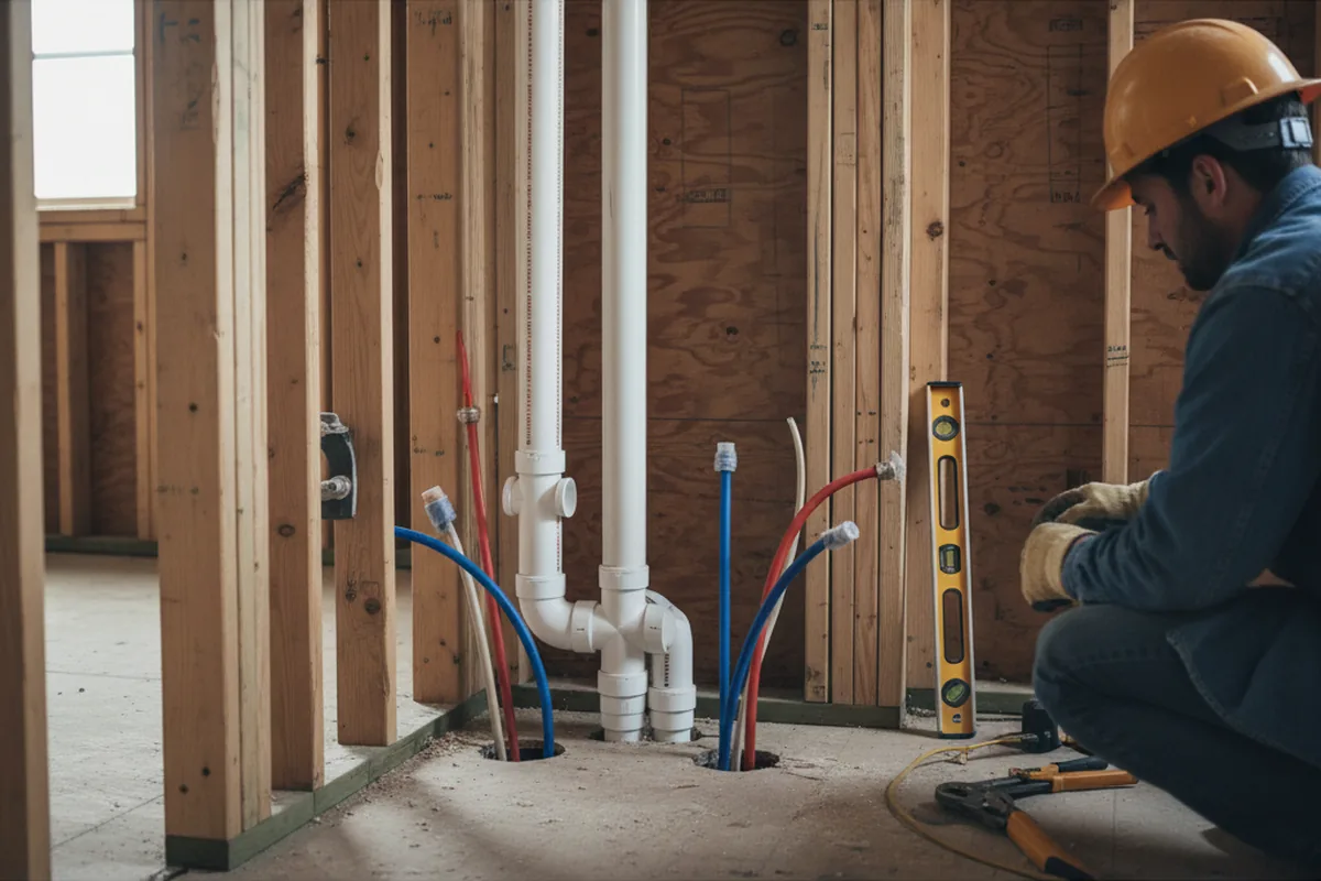 Drain and supply rough-in during Drain Cleaning in Vincent